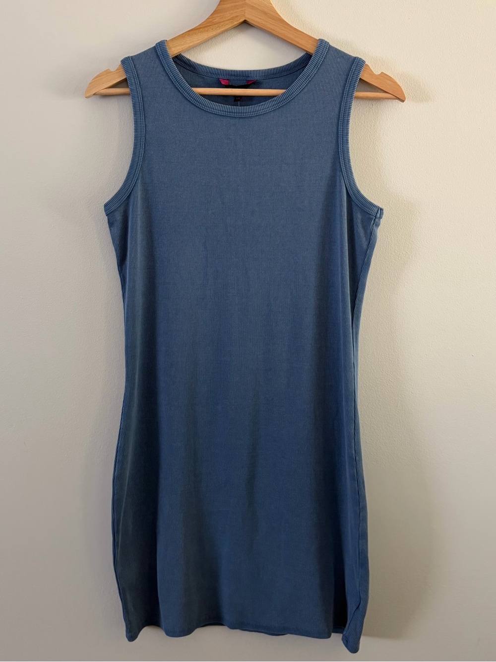 NWT Simple Sleeveless Blue Ribbed Dress